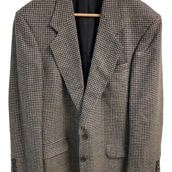 OSCAR de la Renta tan/black houndstooth men’s size 40L. - Picture 4 of 14